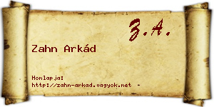 Zahn Arkád névjegykártya